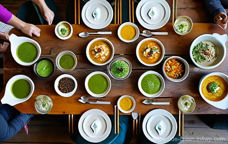 퓨전 요리의 대중화와 그 의의 - **Prompt:** A close-up, high-angle shot of a meticulously arranged fusion dish. Imagine a vibrant pl...