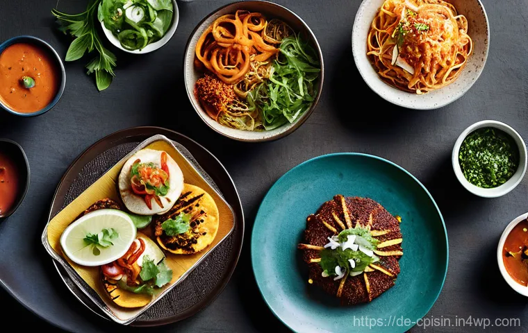 퓨전 요리의 과거와 미래 전망 - **Prompt:** A skilled chef in a brightly lit, contemporary kitchen, meticulously assembling a gourme...