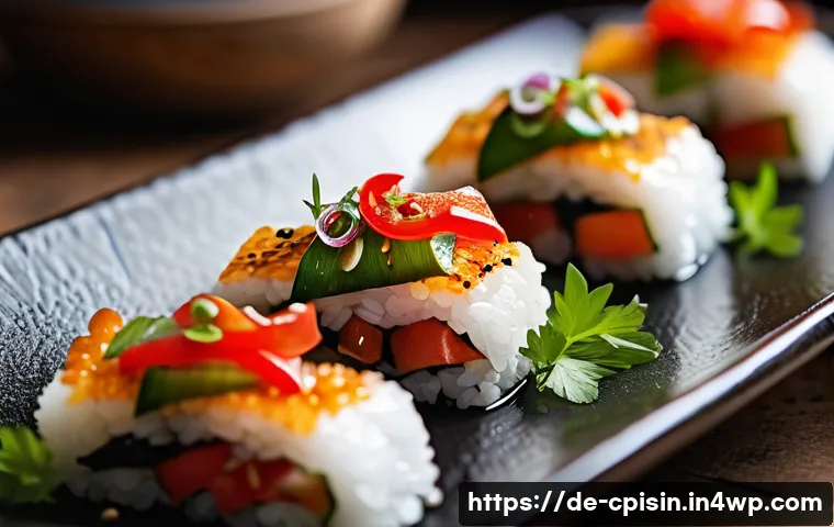 퓨전 요리의 효과적인 마케팅 캠페인 - A vibrant close-up of a fusion cuisine dish blending Asian street food and Mediterranean ingredients...